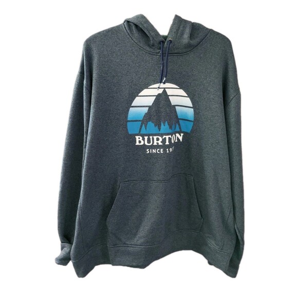 Burton Men’s Dk Gray Pullover Hoodie with Thumb Holes Size XXL Logo - Picture 1 of 12